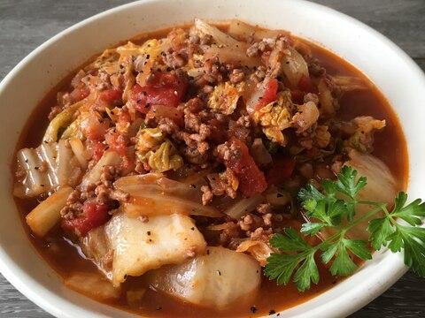 白菜とひき肉のトマト煮込み♪